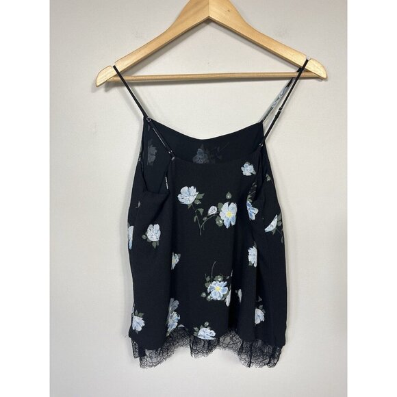 Mossimo Tank Top Women Medium Black Slip Camisole Y2K Coquette Lace Floral - Picture 6 of 9